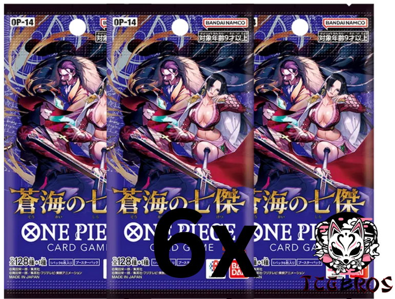 6x One Piece Card Game – OP14 The Azure Sea’s Seven Booster JAPANISCH